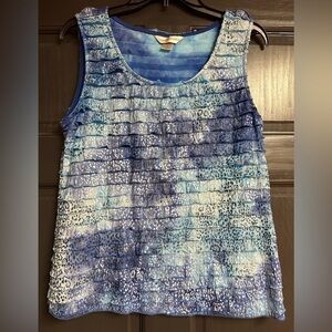 Christopher & Banks Blue Sleeveless Ruffled Top Women’s Size Medium